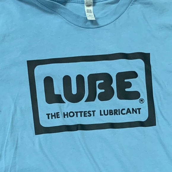 LUBE - "The Hottest Lubricant" on American Apparel Fine Jersey T-Shirt Handmade - Picture 2 of 3